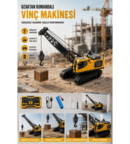 Uzaktan Kumandalı Paletli Vinç İş Makinesi 12 Fonksiyon Şarjlı R/C İnşaat Oyuncağı