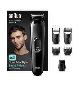 Braun MGK3410 6'sı 1 Arada Ultra Keskin Bıçaklı Tıraş ve Şekillendirme Makinesi, Islak/Kuru Kullanım, Siyah, Tamamen Yıkanabilir