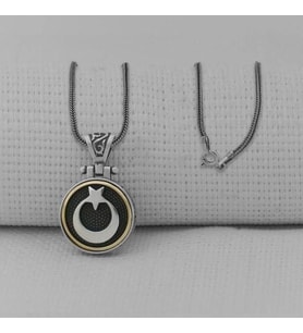 Ortası Dönen Ay Yıldız  Tasarımlı 925 Ayar Gümüş Erkek Kolye
