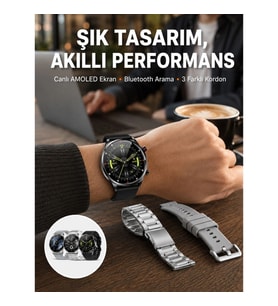 Mey İthalat® Akıllı Saat Çoklu Kordon Seçeneği Amoled Ekran Çok Fonksiyonlu Bluetooth Bağlantılı Yen