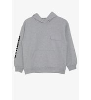 Breeze Erkek Çocuk Sweatshirt Kapüşonlu Cepli 8-14 Yaş, Açık Gri Melanj