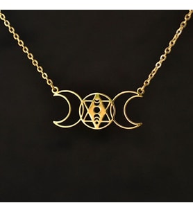 Kişiye Özel 925 Ayar Gümüş Wicca Moon Sembol Kolye
