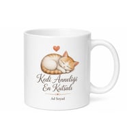 Kedi Anneliği En Kutsalı Evcil Hayvan Sevgisi Baskılı Porselen Kupa Bardak Hediye