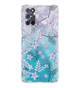PrintiFy Oppo A72 Uyumlu Köşe Korumalı Floral Lila Tasarımlı Şeffaf Silikon Kılıf