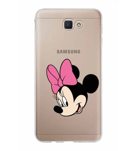 Samsung Galaxy J7 Prime Kapak Minnie Mouse Tasarımlı Şeffaf Silikon Kılıf