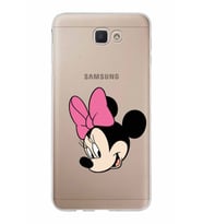 Samsung Galaxy J7 Prime Kapak Minnie Mouse Tasarımlı Şeffaf Silikon Kılıf