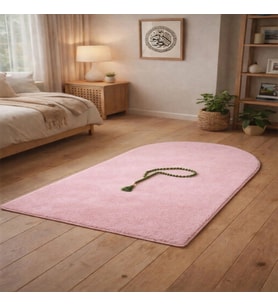 Seccade Namaz Halısı Yıkanabilir Kaymaz Taban Peluş 70x120 CM Pembe