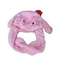 Peluş Işıklı Hareketli Tavşan Kulaklı Şapka (Pembe)