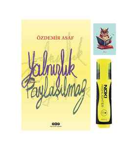 Yalnızlık Paylaşılmaz - Özdemir Asaf  - 9789750828928 - Sarı Fosforlu Kalem - Not Defterli Seti (Krem)