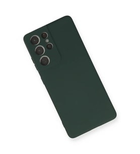 Newface Samsung Galaxy S21 Ultra Kılıf Nano içi Kadife Silikon - Koyu Yeşil