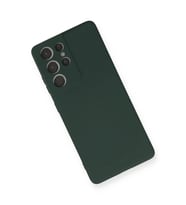 Newface Samsung Galaxy S21 Ultra Kılıf Nano içi Kadife Silikon - Koyu Yeşil