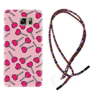 Samsung S7 Edge S20 Fe Plus Ultra S21 S22 Kılıf Boyun Asklı Rasta Silikon Heart Lollipop 1414