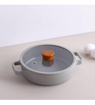 Neoflam Fika Alüminyum Gri Cam Kapaklı Döküm Sahan 20 Cm