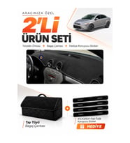 FORD MONDEO MK4 (2008-2014) Uyumlu Torpido Örtüsü + Tay Tüyü Bagaj Çantası + Sticker Seti - Siyah