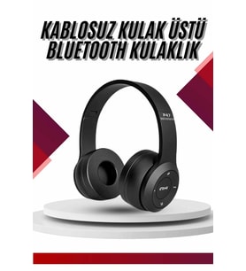 Bluetooth Kablosuz Kulaklık Siyah Wireless 5.0 Kulak Üstü Uzun Pil Ömrü