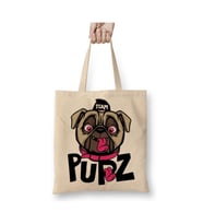 Kukla Köpek Pug Beyaz Bez Çanta Uzun Saplı Alışveriş Çantası Plaj Çantası
