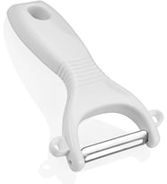 Ergonomik Sebze ve Meyve Soyacağı, Paslanmaz Çelik Döner Bıçaklı, Plastik Saplı, Beyaz, 13x6x2 cm
