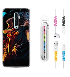 Oppo Reno 2Z 4 Lite 4 Pro 5 6 7 A31 Kılıf Kablo Koruma Spiral Silikon Karga 1616