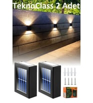 Solar Çift Taraflı Duvar Lambası Güneş Enerjili Aydınlatma Dekorasyon Aplik Işık 2 Li