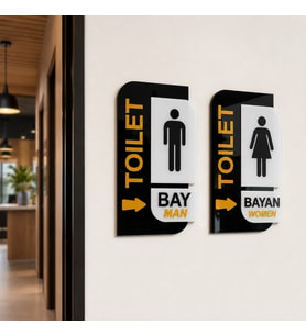 Parlak Pleksi WC Bay/Bayan toilet Yönlendirme Levhası