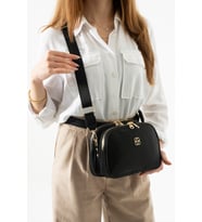 Givenza Saten 3 Ayrı Bölmeli Kadın Çapraz Çanta (Siyah)