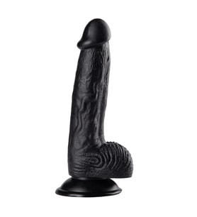 21 cm Realistik Dokulu Vantuzlu Dildo Penis – Siyah
