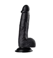 21 cm Realistik Dokulu Vantuzlu Dildo Penis – Siyah