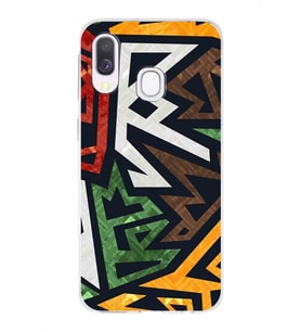 Samsung Galaxy A40 Uyumlu Kapak Soyut Grafiti Tasarımlı Şeffaf Silikon Kılıf