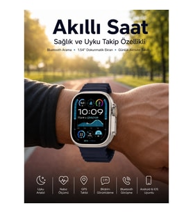 Mey İthalat® Akıllı Saat Bluetooth Bağlantılı NFC ve GPS Uyumlu Nabız Ölçer Sesli Görüşme Yeni Nesil
