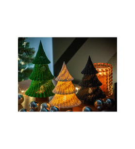 Yılbaşı Süsü Led 3'lü Set Noel Ağacı, Yılbaşı Ağacı, Dekoratif Biblo Hediyelik Led mumlar Hediye