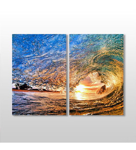 Dalga Ve Güneş Kanvas Tablo 70x60cm (Karışık)
