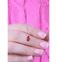 Uğur Böceği Mini 925 Ayar Gümüş Kolye Rose