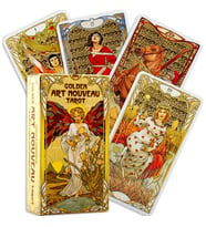 SPELT 78 Kartlı Golden Art Nouveau 9x5,5cm Mini Tarot Destesi Tarot Kartları