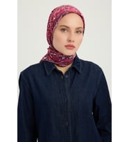 Schaless Ebedi Saraylar - Kahve - Vierra Desenli Viskon Eşarp - 90x90 Cm (Bordo)
