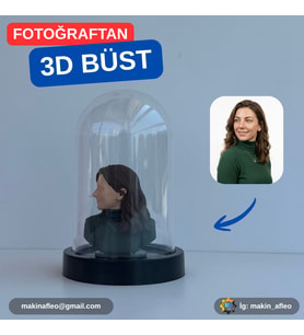 Fanus İçinde Kişiye Özel 3D Tek Kişilik Büst (8cm)