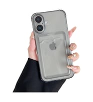 Teknomoda Apple iPhone 17 Kılıf Kartlıklı Anti Şok Korumalı Şeffaf Silikon Füme Koyu Şeffaf (Füme-Siyah)