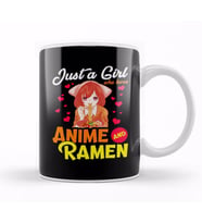 Cute Just A Girl Who Loves Anime & Ramen Foodie Kupa Bardak Porselen