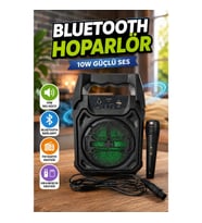 10W Taşınabilir Bluetooth Hoparlör ve Mikrofon – FM Radyo, USB, Micro SD ve TWS