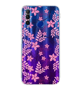 PrintiFy Huawei Honor 20 Lite Uyumlu Kamera Korumalı Floral Pembe Tasarımlı Şeffaf  Kılıf