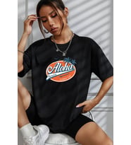 Unisex Aloha Baskılı T-shirt (Siyah)