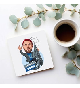 Kişiye Özel Radyo Teknikeri Karikatürlü Bardak Altlığı