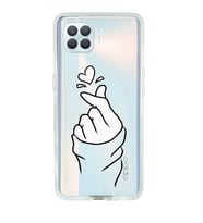 Oppo Reno 4 Lite Uyumlu Kalp Desenli Şeffaf Telefon Kılıfı