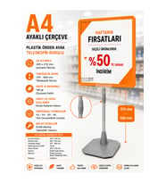 A4 Ayaklı Fiyat Etiketlik Teleskopik Borulu Çerçeve Etiketlik Yönlendirme Levhası Menü Panosu Turuncu