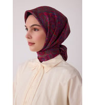 Etnik Desen %100 Twill İpek Eşarp BE04