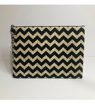 Siyah Zigzag Clutch Çanta