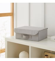 Ocean Home Textile Çekmece İçi Gri Balıksırtı Kapaklı Kutu 30 x 23 x 11 cm