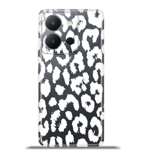 Vivo Y36 Kapak HD Renkli Dizayn Silikon Kılıf - Beyaz Leopar