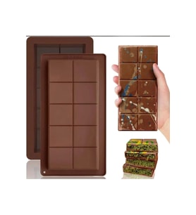 Meşhur Dubai Çikolatası Kalıbı Silikon - Büyük Tablet Çikolata Mum Kek Kalıbı Pasta Kalıbı