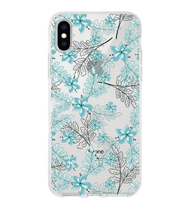Apple iPhone XS Uyumlu Kapak Floral Su Yeşili Tasarımlı Şeffaf  Kılıf