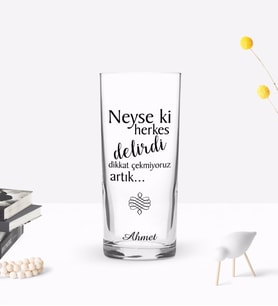 BK Gift Kişiye Özel Renkli Baskılı Herkes Delirdi Tasarımlı Rakı Bardağı-1 (Beyaz)